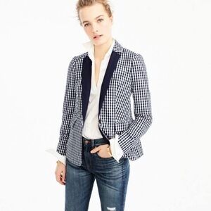 EUC J. Crew Women’s 4 Navy Gingham Blazer Business Preppy